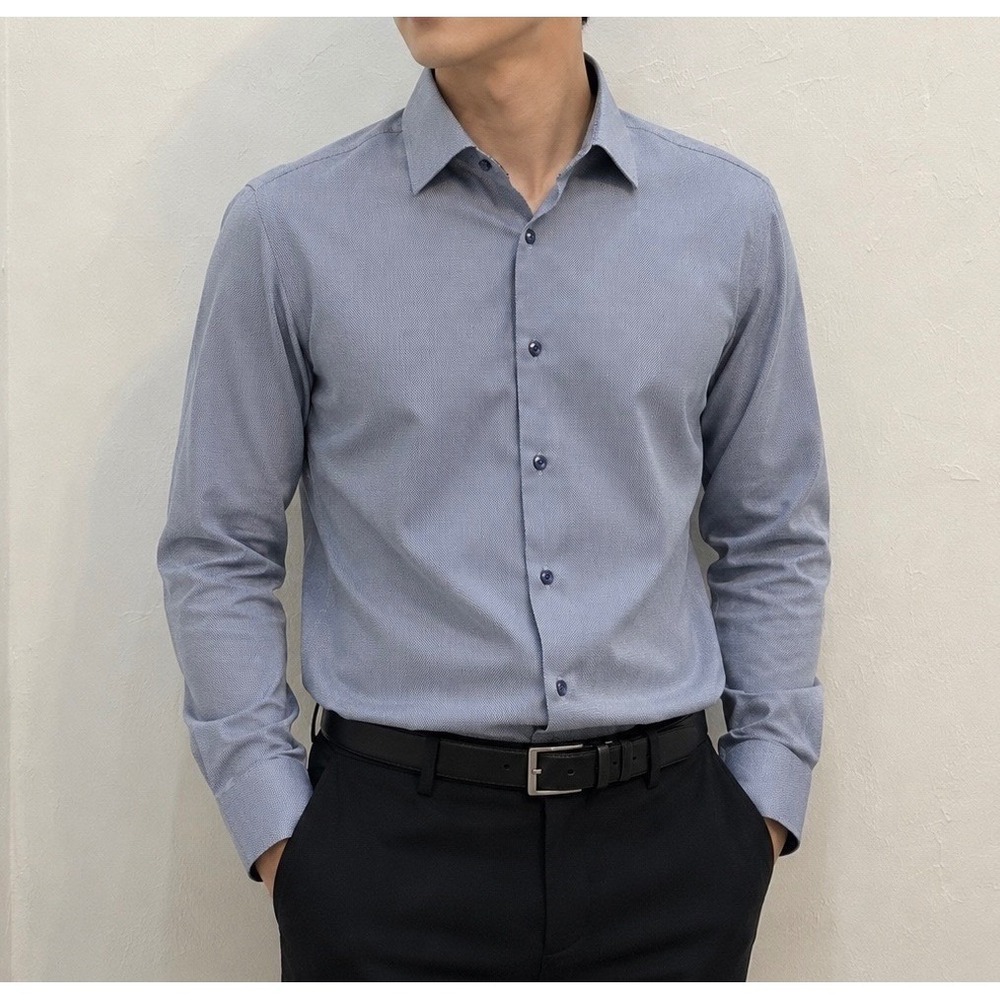 Rosso Milano Button Down Shirt Mens XXL Blue Modern Fit Good Italian‎ Textured